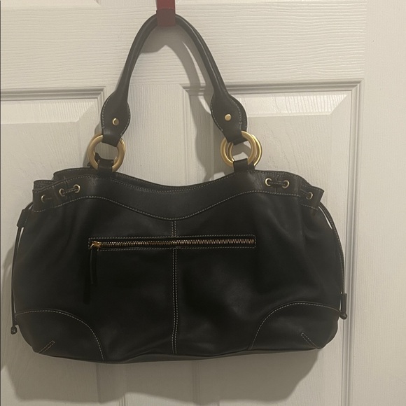 Perlina Black Shoulder Bag with Gold Accents - Picture 2 of 4